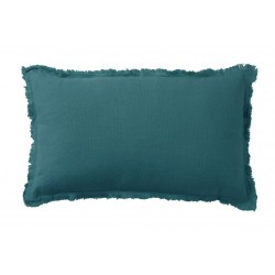 RECTANGULAR LINEN CUSHION WITH FRAYED EDGES BLUE 30×50 CM