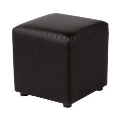 BLACK FAUX LEATHER LOUNGE CUBE POUF