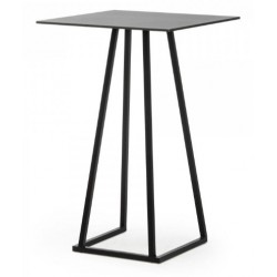LINEA SQUARE BLACK HIGH TABLE WITH BLACK TOP