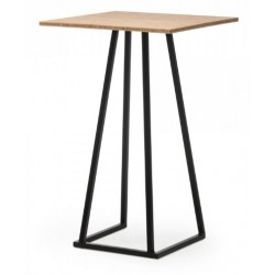 LINEA SQUARE BLACK HIGH TABLE WITH WOODEN TOP