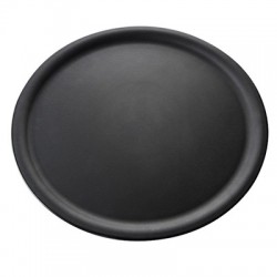 BLACK ROUND NON-SLIP SERVING TRAY