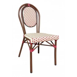 ECRU AND RED BISTRO CHAIR