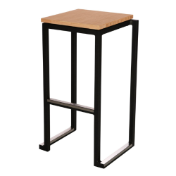 KUBO BLACK HIGH STOOL & WOODEN SEAT