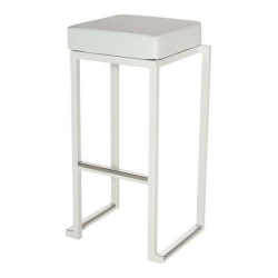 TABOURET HAUT KUBO BLANC ASSISE BLANCHE