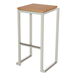 KUBO WHITE HIGH STOOL & WOODEN SEAT
