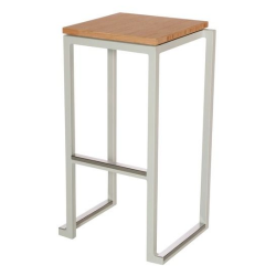 TABOURET KUBO HAUT BLANC ASSISE BOIS