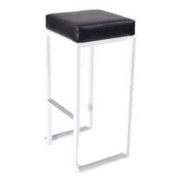 TABOURET HAUT KUBO BLANC ASSISE NOIRE