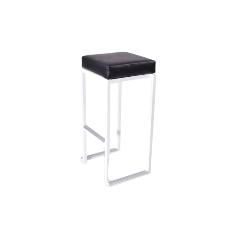 TABOURET HAUT KUBO BLANC ASSISE NOIRE