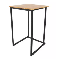 KUBO SQUARE BLACK HIGH TABLE WITH WOODEN TOP