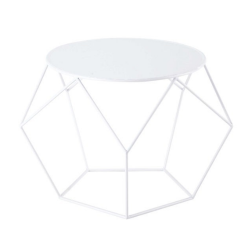 TABLE BASSE RONDE DESIGN METAL BLANC