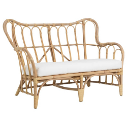 RATTAN SOFA WITH WHITE CUSHION
