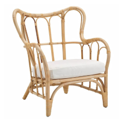 FAUTEUIL EXTÉRIEUR ROTIN COUSSIN BLANC