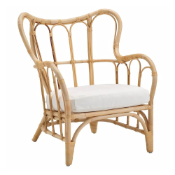 OUTDOOR RATTAN ARMCHAIR WITH WHITE CUSHION
