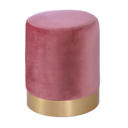 PINK VELVET POUF WITH GOLD BASE