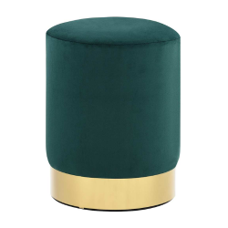 GREEN VELVET POUF WITH GOLD BASE
