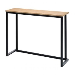 KUBO BLACK RECTANGULAR TALL SIDE TABLE WITH WOODEN TOP