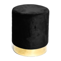 BLACK AND GOLD VELVET FOOTSTOOL