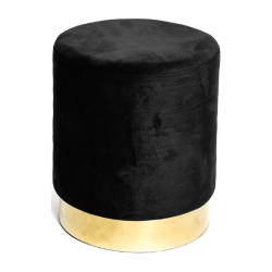 POUF VELOURS NOIR ET DORÉ