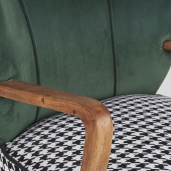 FAUTEUIL HUBERT VELOURS VERT ET PIED DE POULE
