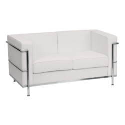 WHITE FAUX LEATHER DESIGN SOFA