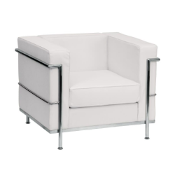 WHITE FAUX LEATHER DESIGN ARMCHAIR