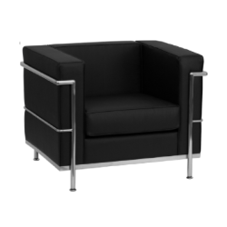 BLACK FAUX LEATHER DESIGN ARMCHAIR