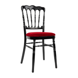 BLACK NAPOLEON CHAIR WITH RED SEAT