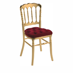 CHAISE NAPOLÉON DORÉ ASSISE VELOURS BORDEAUX