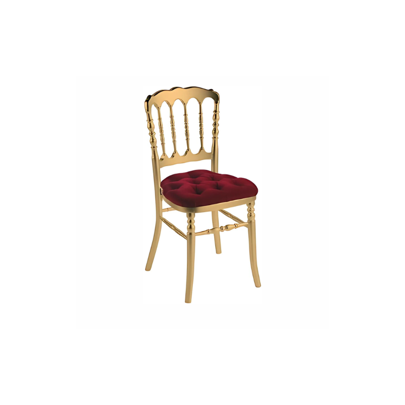 CHAISE NAPOLÉON DORÉ ASSISE VELOURS BORDEAUX