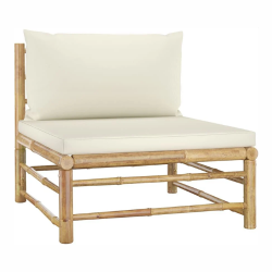 OUTDOOR BAMBOO ARMCHAIR WITH ECRU CUSHION