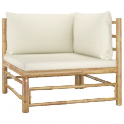 OUTDOOR BAMBOO CORNER ARMCHAIR WITH ECRU CUSHION