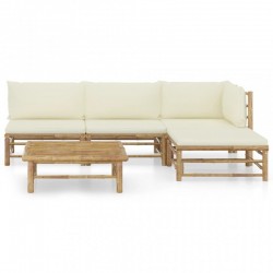 OUTDOOR BAMBOO FURNITURE SET WITH ECRU CUSHIONS