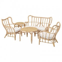 CANAPÉ ROTIN COUSSIN BLANC