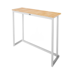KUBO WHITE RECTANGULAR TALL CONSOLE TABLE WITH WOODEN TOP