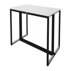 TABLE HAUTE RECTANGULAIRE KUBO NOIR PLATEAU BLANC
