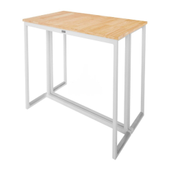 KUBO WHITE RECTANGULAR HIGH TABLE WITH WOODEN TOP