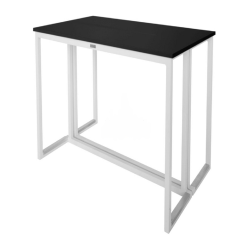 TABLE HAUTE RECTANGULAIRE KUBO BLANC PLATEAU NOIR