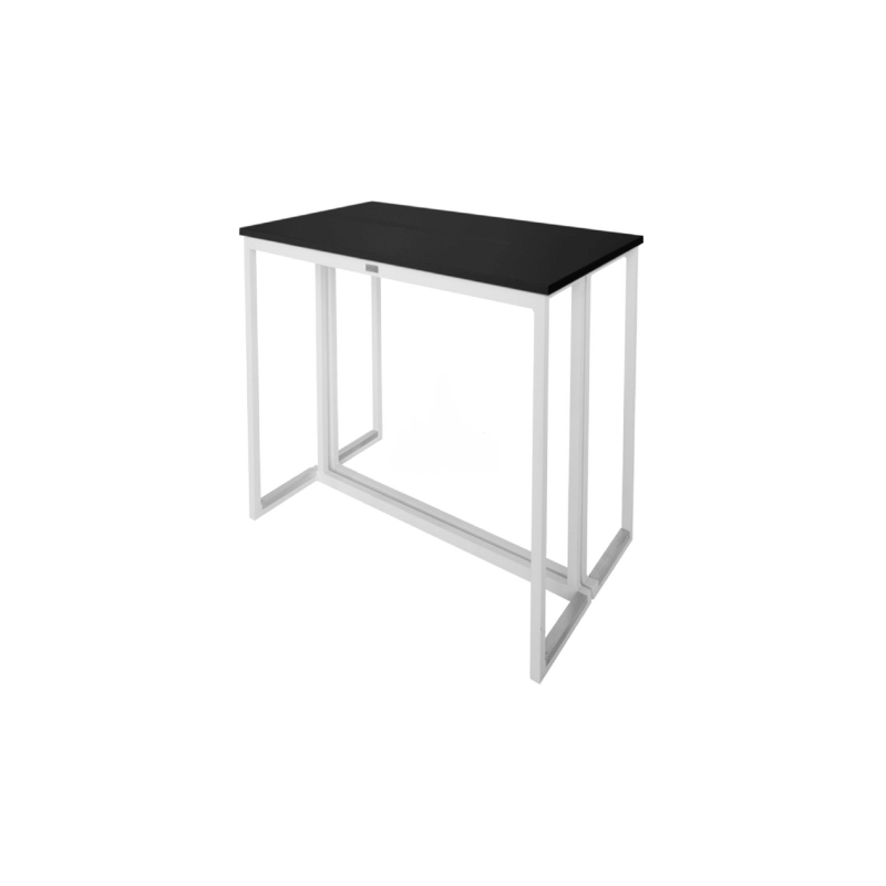 TABLE HAUTE RECTANGULAIRE KUBO BLANC PLATEAU NOIR