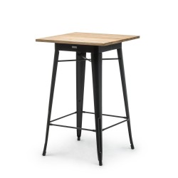 SQUARE TOLIX BLACK STANDING DINING TABLE WITH WOODEN TOP