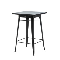 SQUARE TOLIX STANDING DINING TABLE, BLACK WITH BLACK TOP