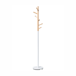 WOOD AND WHITE COAT RACK