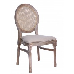 WOODEN & BEIGE MEDALLION CHAIR