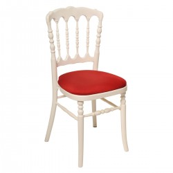 WHITE NAPOLEON CHAIR BURGUNDY VELVET SEAT