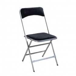 APOLLINE FOLDING CHAIR SILVER BLACK VELVET SEAT