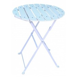 ROUND BISTRO SIDE TABLE WITH WHITE SLATTED TOP