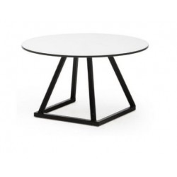 ROUND LINEA COFFEE TABLE BLACK FRAME, WHITE TOP